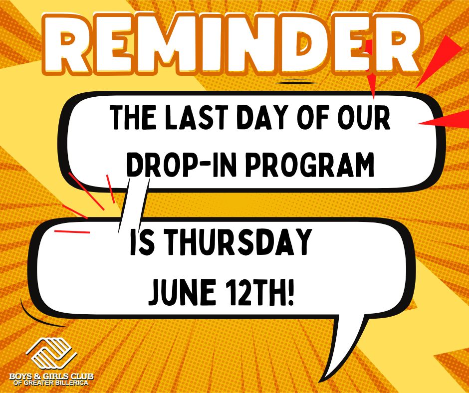 last day of drop in is Thursday June 12th